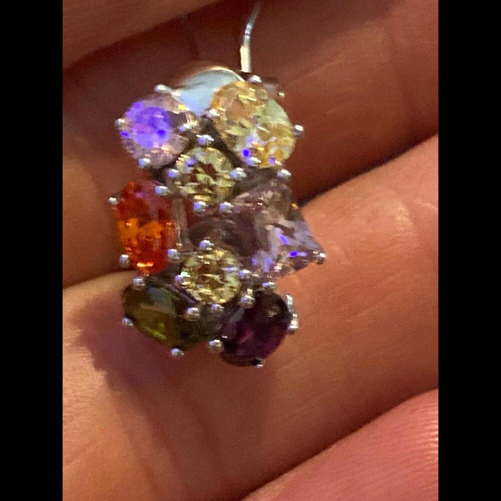 Sterling Multiple Gemstone Stud Earrings - image 1